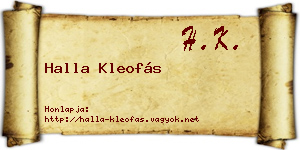 Halla Kleofás névjegykártya